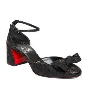 $1,145 Christian Louboutin Miss Jane 55mm Jacquard Bow Pump EU 38.5  US 8.5 NIB